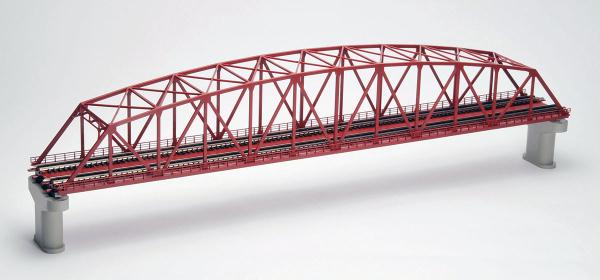 複線曲弦大トラス鉄橋（Ｆ）（赤）（複線ＰＣ橋脚・２本付）