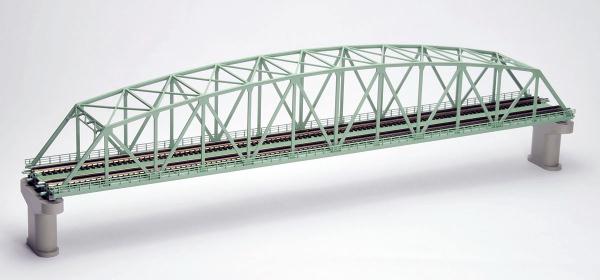 複線曲弦大トラス鉄橋（Ｆ）（緑）（複線ＰＣ橋脚・２本付）