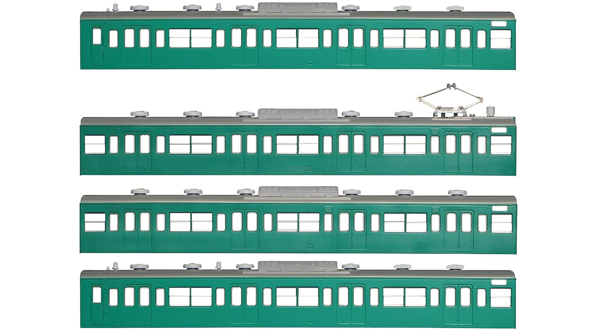 国鉄(JR)103系<低運・非ユニット窓・冷改車・エメラルドグリーン> 基本4両編成ボディキットA